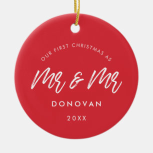 私たちモダンの初めてのクリスマスはゲイ夫婦 セラミックオーナメント