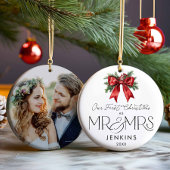 私たちモダンの初めてのクリスマスは写真のMr.And Mrs. セラミックオーナメント