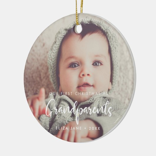 私たちモダンの初めてのクリスマスは祖父母 セラミックオーナメント (左)