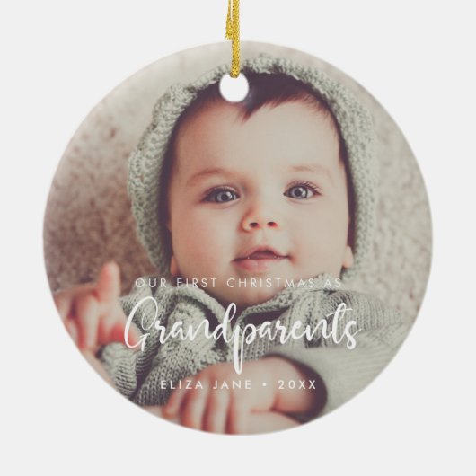私たちモダンの初めてのクリスマスは祖父母 セラミックオーナメント (裏面)