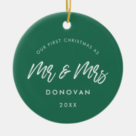 私たちモダンの初めてのクリスマスをミスターとミセスとして セラミックオーナメント