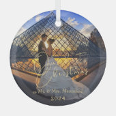 私たちモダンの初めてのクリスマス写真ミセス ガラスオーナメント (正面)