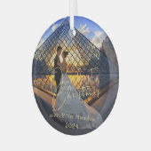 私たちモダンの初めてのクリスマス写真ミセス ガラスオーナメント (正面左)