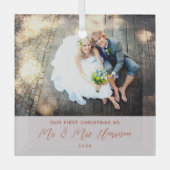 私たちモダンの初めてのクリスマス写真 ガラスオーナメント (正面)