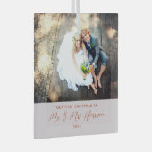 私たちモダンの初めてのクリスマス写真 ガラスオーナメント (正面右)