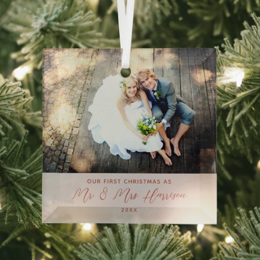 私たちモダンの初めてのクリスマス写真 ガラスオーナメント (インサイチュ)