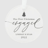 私たちモダンの初めてのクリスマス婚約した写真オーナメント オーナメント (正面)