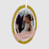 私たちモダンの初めてのクリスマスMr.とMrs.2の写真 オーナメント (正面)