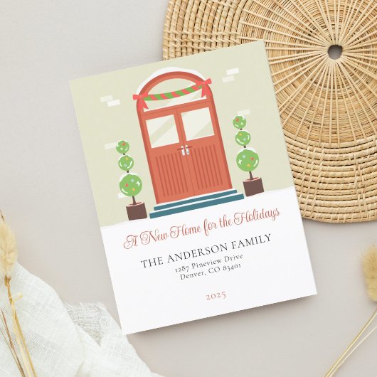 私たちモダンの新しいホームホリデームービングアナウンスメント シーズンポストカード