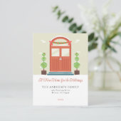 私たちモダンの新しいホームホリデームービングアナウンスメント シーズンポストカード (スタンド正面)