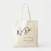 私たちモダンはカスタムエレガントウェディングブラック文字 トートバッグ (正面)