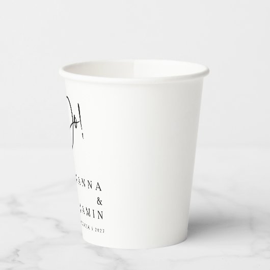 私たちモダンはカスタムエレガントウェディング白黒 紙コップ (左)