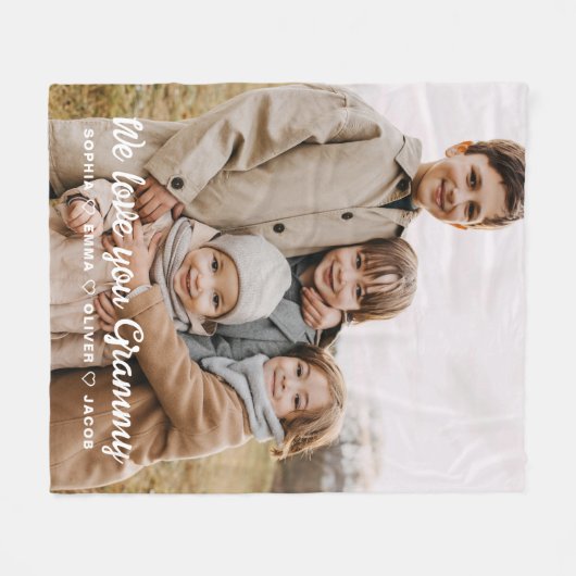 私たちモダンはグラミー家の写真を愛して独身のいる フリースブランケット (正面(横))