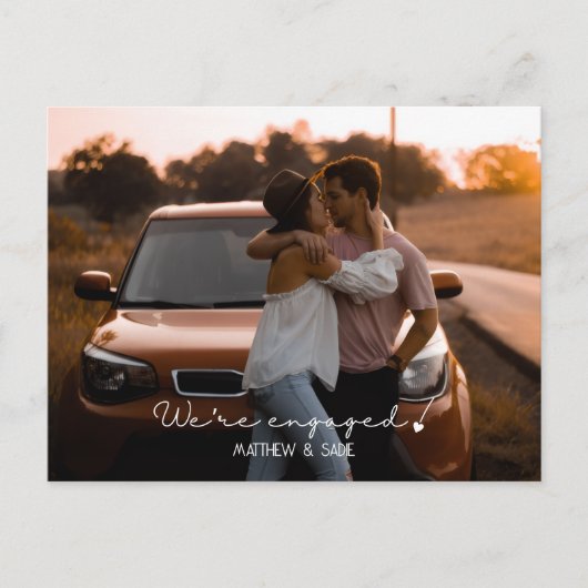 私たちモダンはハート婚約した婚約写真 ポストカード (正面)