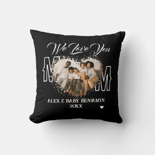 私たちモダンはママの写真コラージュを愛している クッション (正面)