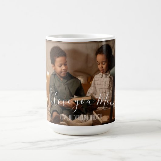 私たちモダンはママの写真マグあなたを愛している コーヒーマグカップ (中央)