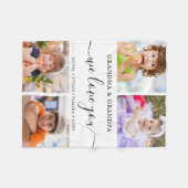 私たちモダンは大好きおばあちゃんグランパ4フォトコラージュ フリースブランケット (正面(横))