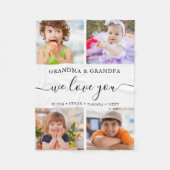 私たちモダンは大好きおばあちゃんグランパ4フォトコラージュ フリースブランケット (正面)