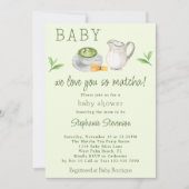 私たちモダンは愛してので、抹茶グリーンティー赤ちゃんシャワー 招待状 (正面)