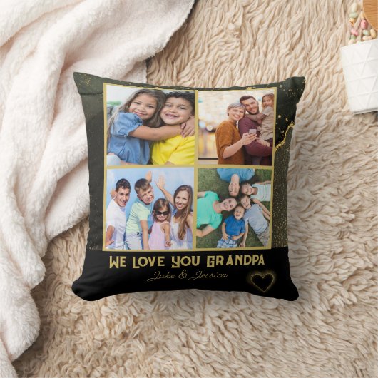 私たちモダンは愛のおじいちゃん写真コラージュ クッション (ブランケット)