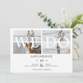 私たちモダンは書道4写真コラージュ結婚の セーブザデート (スタンド正面)