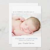 私たちモダンは興奮している男の赤ちゃんフォトブルー誕生 案内状 (正面/裏面)