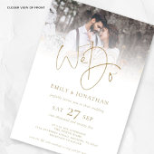 私たちモダンは金ゴールド文字QRコード写真結婚 招待状