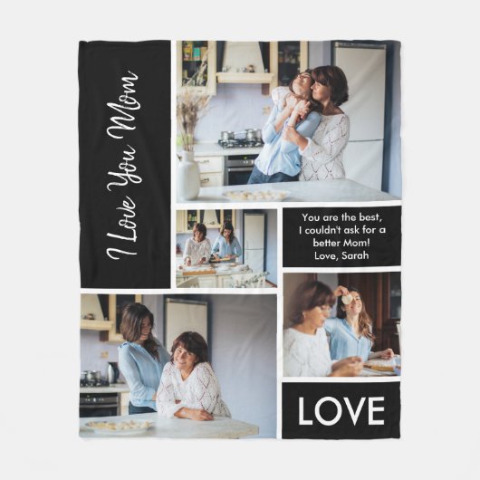 私たちモダンは黒い写真コラージュを愛している フリースブランケット (正面)