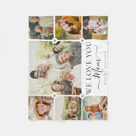 私たちモダンは、ママ家族の写真コラージュを愛している フリースブランケット (正面)