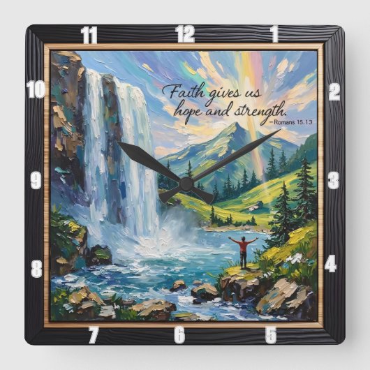 私たち与えの希望と強さを信じなさい。ローマ15:13 スクエア壁時計 (正面)