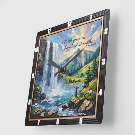 私たち与えの希望と強さを信じなさい。ローマ15:13 スクエア壁時計 (傾斜)