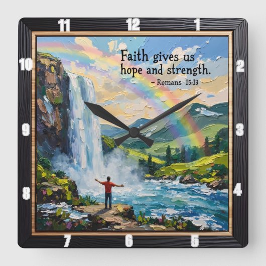 私たち与えの希望と強さを信じなさい。ローマ15:13 スクエア壁時計 (正面)