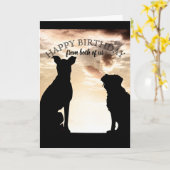 私たち両方のカードからのかわいい犬のハッピーバースデー カード (黄色い花)