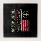 私たち人々はイエスを信頼 – アメリカ国旗クリスチャンのパット ジグソーパズル (横)