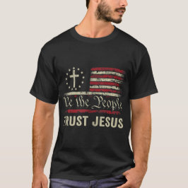 私たち人々はイエスを信頼 – アメリカ国旗クリスチャンのパット Tシャツ