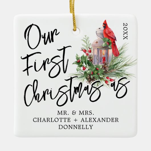 私たち伝統的の初めてのクリスマスフォトセラミックオルナ セラミックオーナメント (正面)