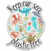 私たち保の海プラスチック無料ホエールカメ シール (正面)