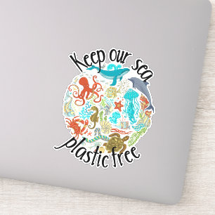 私たち保の海プラスチック無料ホエールカメ シール