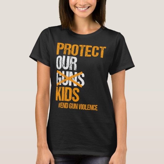 私たち保護の子供は銃の暴力を止める Tシャツ (正面)