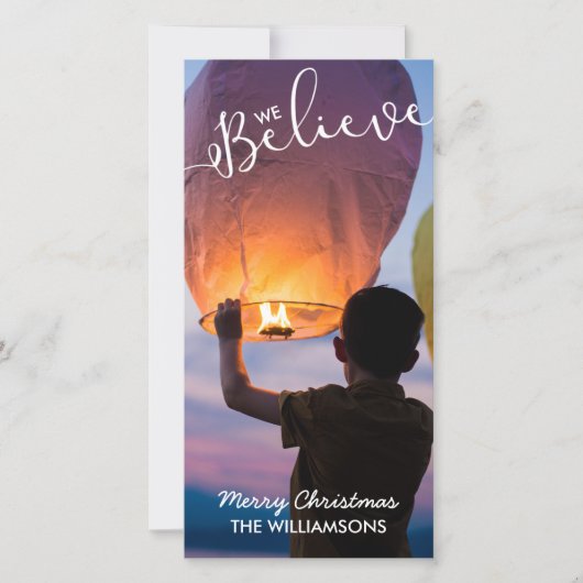 私たち信じはクリスマスの魔法の休日の写真 シーズンカード (正面)