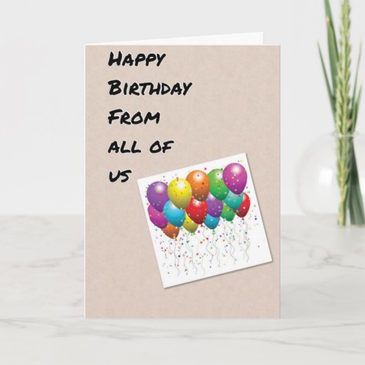 私たち全員からのハッピーバースデーのためのバルーン カード (正面)