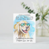 私たち全員からの面白い退職おめでとうございます ポストカード (スタンド正面)