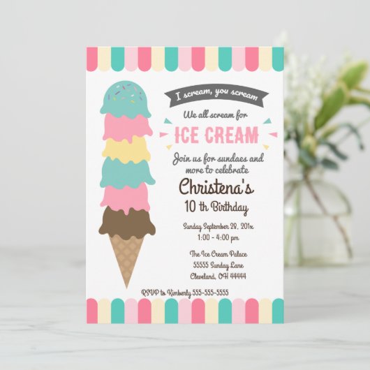 私たち全員がアイスクリーム誕生日パーティーの招待状を叫ぶ 招待状 (スタンド正面)