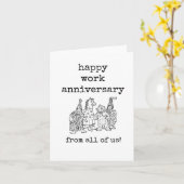 私たち全員が楽しく働く記念日おもしろい カード (黄色い花)