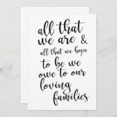 私たち全員が黒と白のサイン 縦 招待状 (正面/裏面)