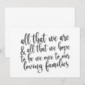 私たち全員が黒と白の結婚式の看板 招待状 (正面/裏面)