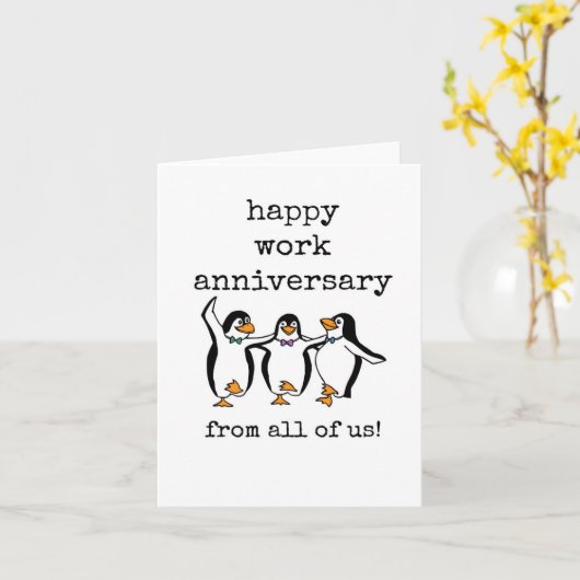 私たち全員のハッピーワーク記念日、かわいいカード カード (黄色い花)