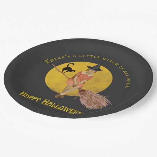 私たち全員のハロウィーンの小さな魔女 ペーパープレート (アングル)