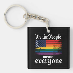 私たち国民はみんなを意味する USAフラグ LGBTQ キーホルダー