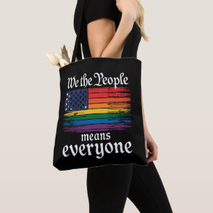 私たち国民はみんなを意味する USAフラグ LGBTQ トートバッグ